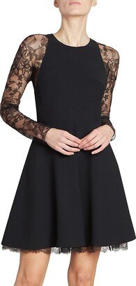 Lace-Embellished Knee-Length Dress