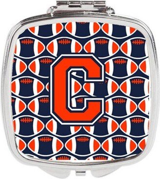 CJ1066-CSCM Letter C Football Orange, Blue & White Compact Mirror