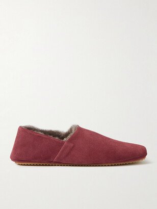 Babouche Shearling-Lined Suede Slippers-AI