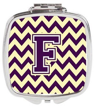 CJ1058-FSCM Letter F Chevron Purple & Gold Compact Mirror