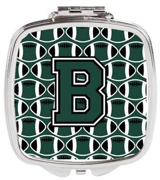 CJ1071-BSCM Letter B Football Green & White Compact Mirror