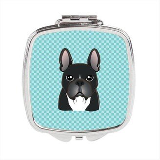 BB1165SCM Checkerboard Blue French Bulldog Compact Mirror, 2.75 x 3 x .3 In.