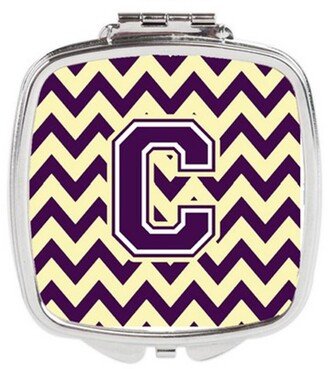 CJ1058-CSCM Letter C Chevron Purple & Gold Compact Mirror