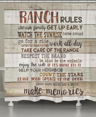 Rustic Ranch Rules Shower Curtain - Beige/multi