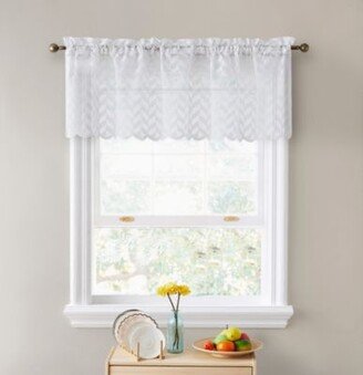 Herringbone Lace Sheer Kitchen Cafe Curtain Valance Panel Rod Pocket Valance For Small Windows Bathroom Kitchen