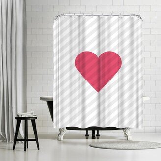 71 x 74 Shower Curtain, Pink Love Heart by Motivated Type