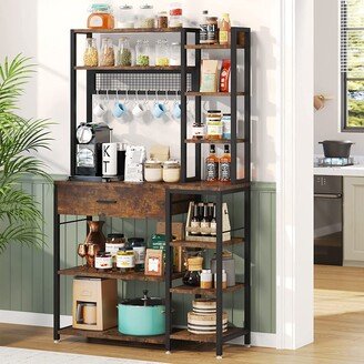Bluebell Kitchen Baker's Rack with Drawer, 70.9-inch Microwave Stand Shelf Rack