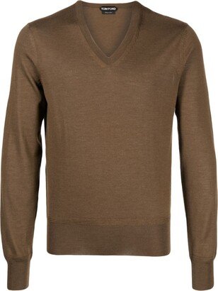 ribbed V-neck jumper-AC