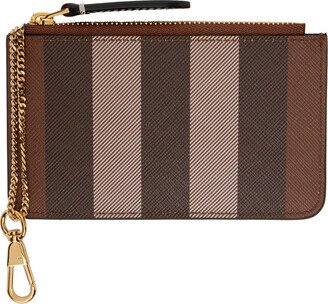 Brown Exaggerated Check Coin Pouch