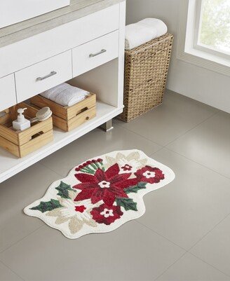 Holiday Multicolor Poinsettia Bath Rug, 20 x 30