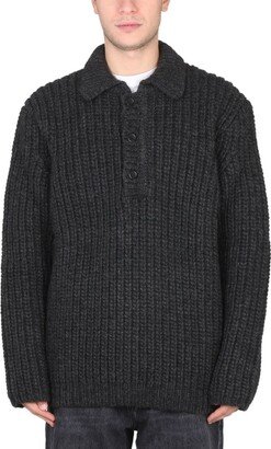 Half-Buttoned Chunky Knit Jumper