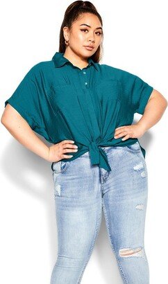 | Women's Plus Size Shirt Relaxed Summer - Teal - 14W