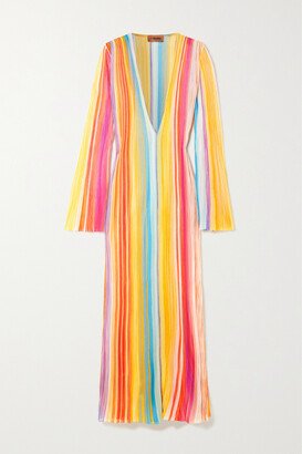 Striped Knitted Coverup - Yellow