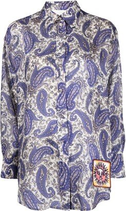 Devi Paisley-Print Silk Shirt-AA