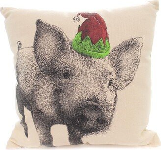 Christmas 13.0 Pig In Elf Hat Pillow Home Decor Eric & Christopher - Decorative Pillow