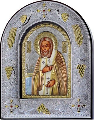 Saint Seraphim - Greek Orthodox Catholic Byzantine Christian-Silver Icon