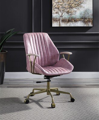IGEMAN Modern Swivel Adjustable Office Chair Makeup Chair in Top Grain Leather with Gold Plating Base and Legs