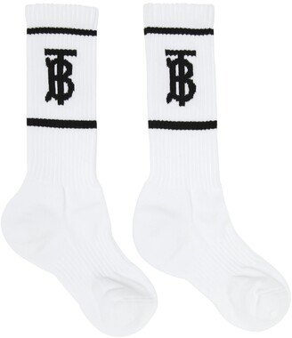 White Intarsia Monogram Socks