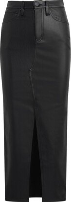 Faux Leather Five-Pocket Midi-Skirt