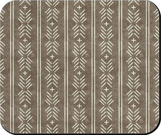 Mouse Pads: Mudcloth Arrow Stripes - Golden Beige Mouse Pad, Rectangle Ornament, Brown