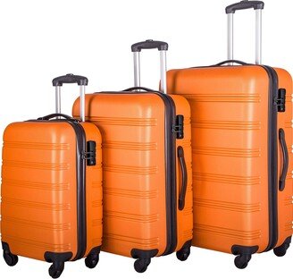 EDWINRAY Luggage Sets 3 Piece Suitcase Set 20/24/28 Hardside Suitcase, Orange