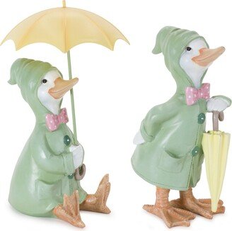 Raincoat Duck Figurine with Umbrella