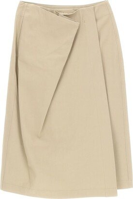 Draped-Detailed Asymmetric Midi Skirt