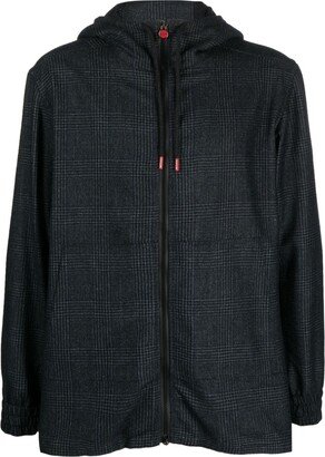 Plaid-Check Hooded Wool-Blend Jacket