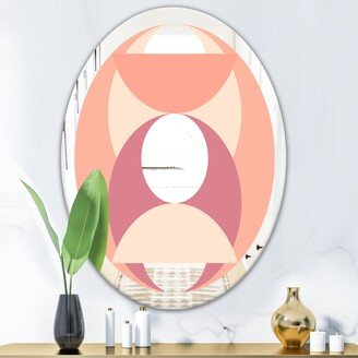 Designart 'Peach Circle' Printed Mid-Century Oval or Round Wall Mirror