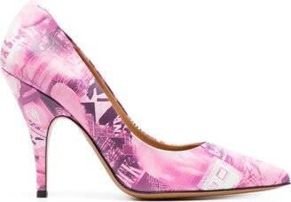 105mm Graphic-Print High-Heel Pumps