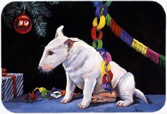 FMF0012LCB Bull Terrier Under The Christmas Tree Glass Large Cutting Board