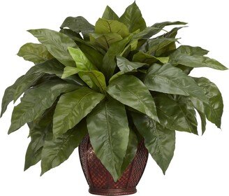 Birds nest Fern w/ Decorative Vase Silk Plant