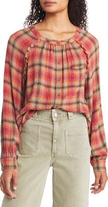 Plaid Crinkle Texture Blouse