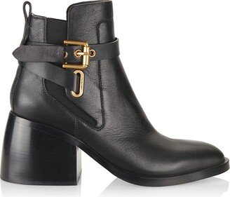 Averi 75MM Block Heel Leather Ankle Boots