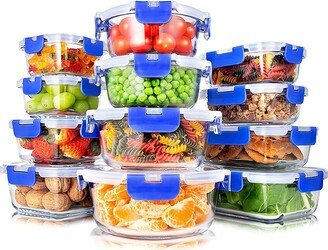 24Pc Blue Glass Food Storage Container Set