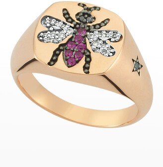 BeeGoddess Pink Sapphire and Diamond Bee Ring, Size 7