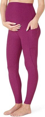 Maternity Spacedye Out of Pocket High-Waisted Midi Leggings (Magenta Heather) Women's Casual Pants