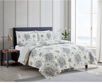 Toile Reversible Cotton Quilt Set