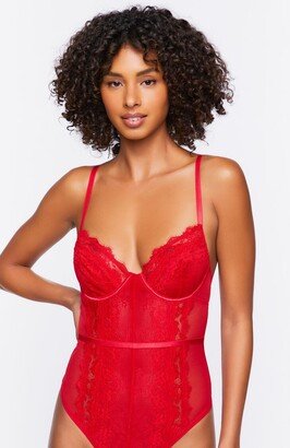 Sheer Lace-Trim Teddy