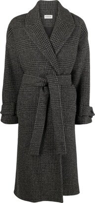 Plaid-Check Pattern Belted Trench Coat