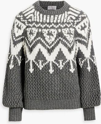 Bead-embellished Fair Isle cashmere sweater