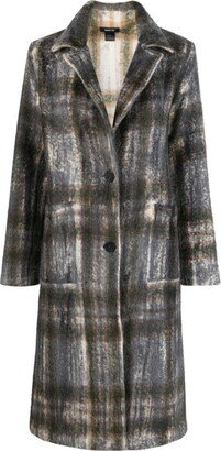 Check-Print Single-Breasted Coat-AB