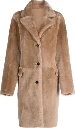 Reversible Single-Breasted Shearling Coat