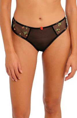 Rose Blossom Embroidered Sheer Mesh Thong