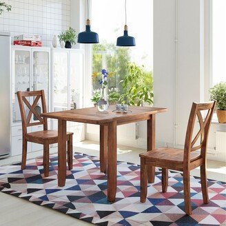 NINEDIN Rectangular 3-Piece Wood Drop Leaf Breakfast Nook Dining Table Set