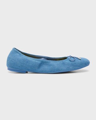 Bardot Denim Bow Ballerina Flats