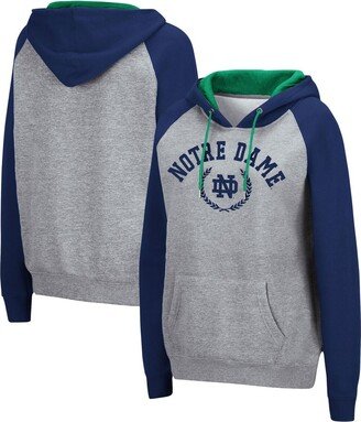 Women's Heathered Gray Notre Dame Fighting Irish Contrast Raglan Pullover Hoodie