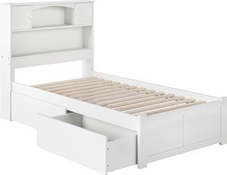 AFI Newport Twin Platform Bed with Footboard and 2 Drawers in White