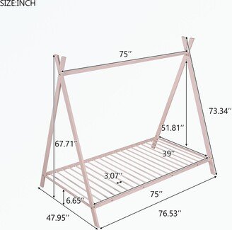 Twin Size Metal Floor Play House Bed Tent Bed