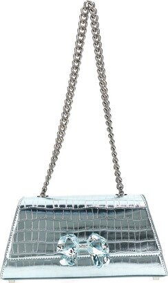 Metallic Bow Embossed Mini Crossbody Bag